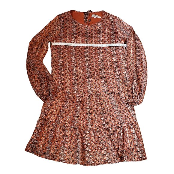 NWT Molly Bracken Shades of Rust / Copper with tiered ruffle bottom Size Small - Picture 9 of 14